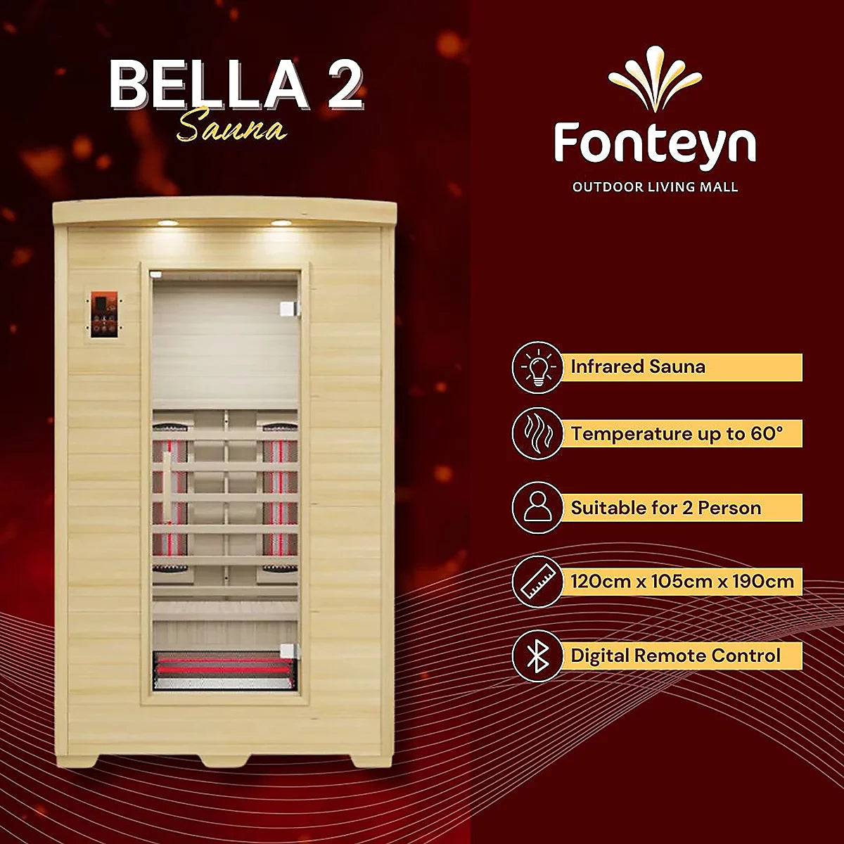 Fonteyn Bella 2 Infrared Sauna - EDS Tranquillity Collection