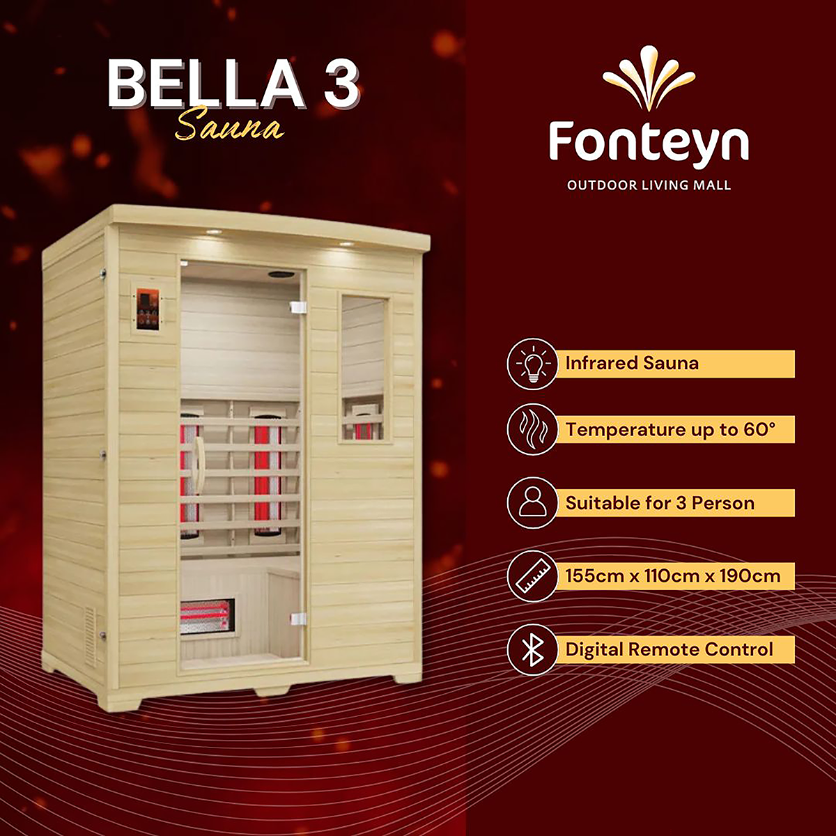 Fonteyn Belle 3 Infrared Sauna - EDS Tranquillity Collection